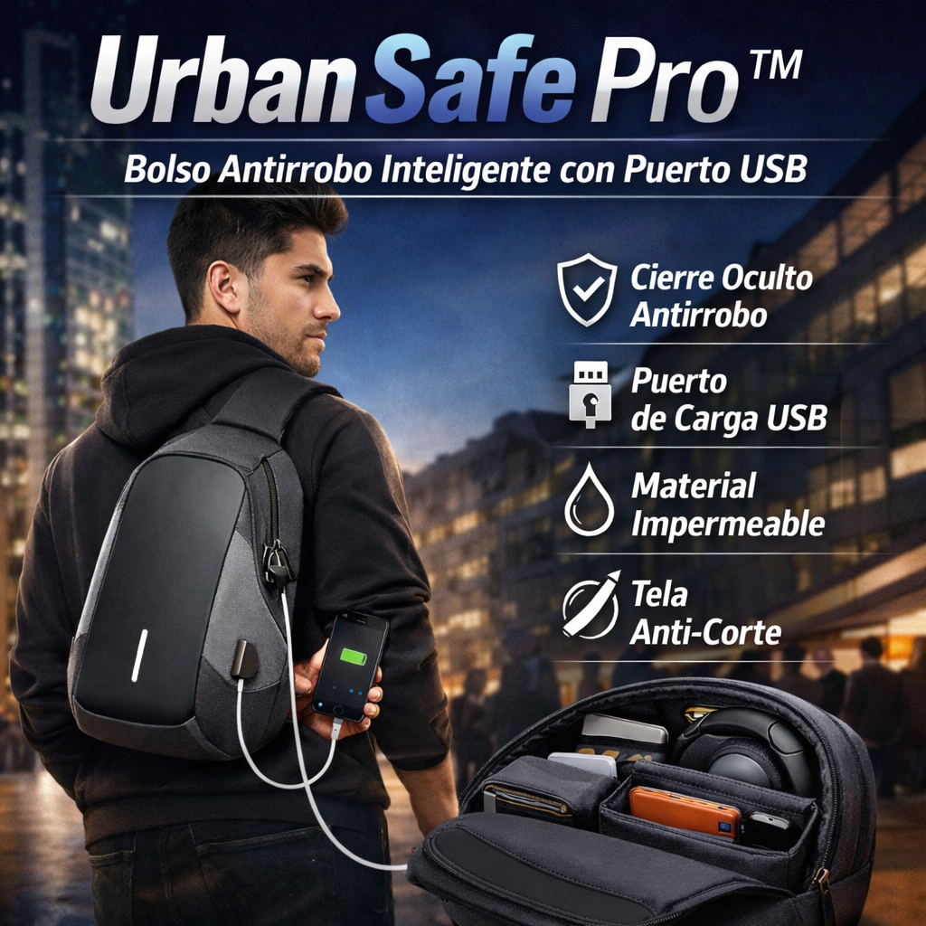 Urban Safe Pro™-Bolso Antirrobo Inteligente con Puerto USB + Envio gratis🎁